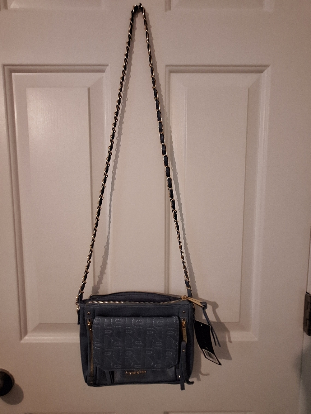 Rampage Slate Blue Crossbody Bag with Chain Strap